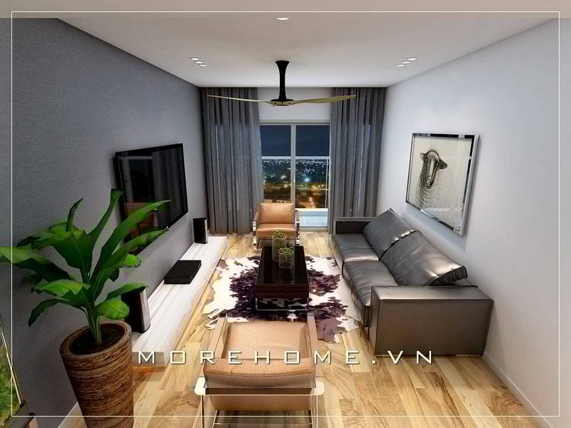 Bộ sofa da cao cấp với kiểu dáng hiện đại, kích thước tỉ lệ chuẩn cho phòng khách chung cư tạo điểm nhấn nổi bật cho không gian căn phòng